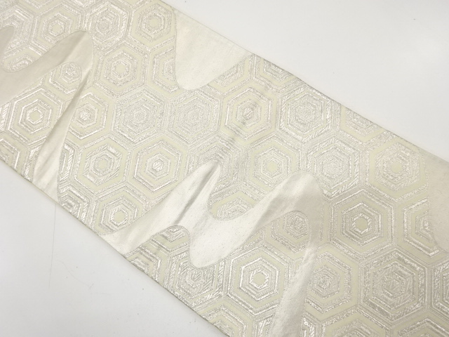 アンティーク　流水に重ね亀甲模様織り出し袋帯（材料）